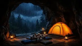 Forest Cave Rain and Thunder ⛈️ Deep Sleep Ambience for Peaceful Nights