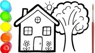 How to draw a cute House 🏡 drawing for kids and toddlers 