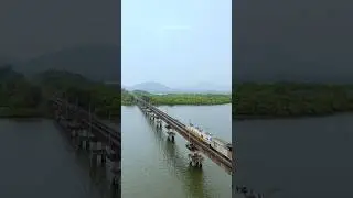 12620 Matsyagandha Express Over Kali River Bridge Karwar | aerial shot of moving train