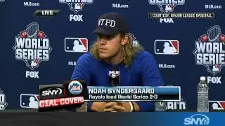 Noah Syndergaard looks towards Game 3 of World Series