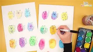 Watercolor Doodle Cats - Easy Art for Kids!