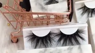 Long Dramatic Mink Lashes 5D 27mm Thick Eyelashes Handmade False Eye Lashes with Marble Box FDshine