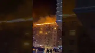 Massive fire engulfs residential building on Chernyakhovsky street in Moscow, Russia