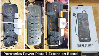 Portronics Power Plate 7 with 6 USB Port + 8 Power Sockets Smart Electric Universal Extension Board.