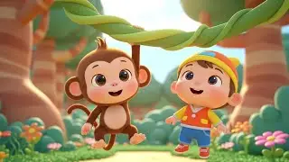 Beb&eacute; mono colgando de la cuerda de la jungla 🐒🌿 | Canci&oacute;n Divertida para Beb&eacute;s | Rimas Infantiles