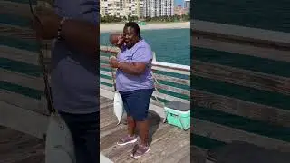 First Big Fish on Pompano Beach Pier #yagirllala #fishing #florida
