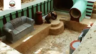 Building Underground House with Decoration Underground Living Room  with very simple 
