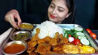 Simple Bangali Menu(SpicyDeshi Style Chicken Kosha+Egg Omlate+Fish spinach+PumpkinCurry+Basmati Rice