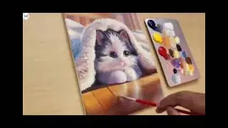 Painting a cute kitten 🐈/ Acrylic painting step by step/ painting art #nature #video