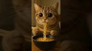 Eli the cat - Eating Ramen Noodles. #cutecat #cute #kitten #cat #ramenhunter #ramenworld #ramen