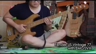 Fender Jazz Bass 77' with EMG JVX pickup sound sample
