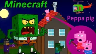 Zombie SpongeBob Giant vs Peppa Pig in Minecraft! Funny Cartoon Battle 