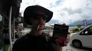 Smoking an American Spirit Black at Lake Kawaguchi