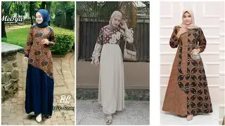 20 Model Baju Gamis Batik Kombinasi Polos Modern Terbaru 2021/2022