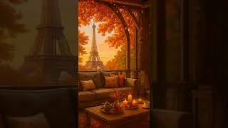 Golden Autumn in Paris 🍂 Cozy Lofi Jazz & Fireplace Ambience | Full on Page