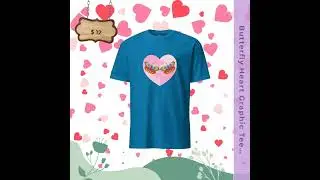 Butterfly Heart Graphic Tee, Colorful Love Shirt