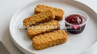 ASMR Cooking: Golden Fried Tempeh (Crispy Plant-Based Snack) 💖