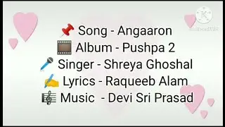 Angaaron Song (Hindi Lyrics)  | Pushpa 2 | Shreya Ghoshal | Raqueeb Alam | DSP