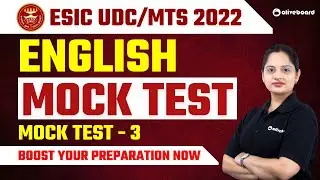ESIC UDC/MTS 2022 || ESIC English Mock Test - 3 || ESIC Mock Test 2022 || Harshita Ma'am