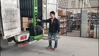Electric Self loading lift Stacker portable pallet ladder truck