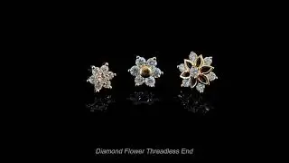 Giometal: 18Kt Solid Yellow Gold Diamond Flower Threadless End