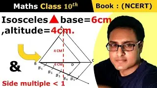 construct an isosceles triangle ( base and altitude are given)  side multiple should be less than 1.