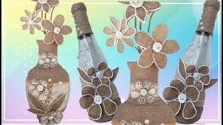 VASO E GARRAFA DECORADAS COM JUTA!💞