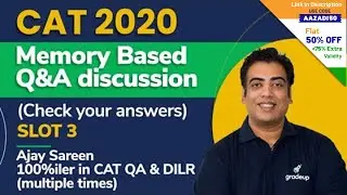 CAT 2020 Memory Based Discussion | CAT 2020 Slot 3 covered | Gradeup