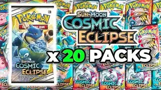 20 Pokemon Cosmic Eclipse Booster Pack OPENING!