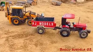 Building a Big river using Rc vehicles with concrete || Rc Jcb and Tractor construct part 1