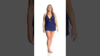 Jessica Simpson Swimwear Plus Size Woodstock Solids Retro One Piece Swimsuit | SwimOutlet.com