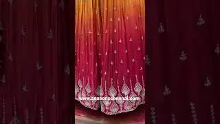 YELLOW WITH RED SHADED MIRROR, STONE AND THREADWORK ANARKALI SUIT SEGF001701