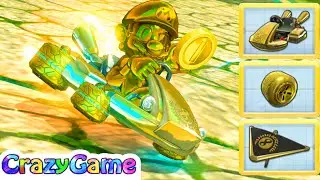 Mario Kart 8 Deluxe All Gold Parts Gameplay (Gold Mario, Gold Kart, Gold Tires, Gold Glider)