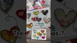 Free motion appliqu&eacute; fabric scraps hearts for a cute Mother's Day card and bookmark  #sewingtutorial