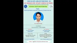 24 June 2023 Mr  Sanjay Shukla Audit Automation and other features of Tally Prime 3 0