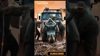 Rhino Stuck in the Mud: Rescue Team&rsquo;s Daring Struggle to Save It #animalshorts  #wildlife