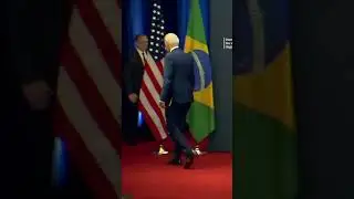 Confused Biden walks into flag then appears to anger Brazilian prez w/ handshake snub at UN #shorts