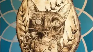 Cat portrait woodburn real time pyrography shading tutorial