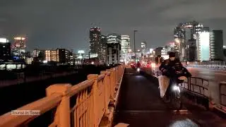 Walking across Yodo River in Osaka