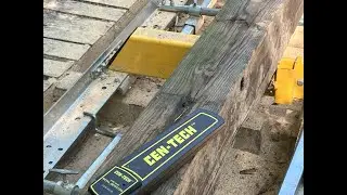 Frontier OS23 sawmill, metal detector, short log and barn beams, July 4, 2025