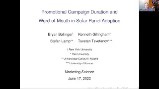 05 Pomotion Campaign Duration and Word of Mouth in Solar Panel Adoption - 2022 ISMS Practice Prize