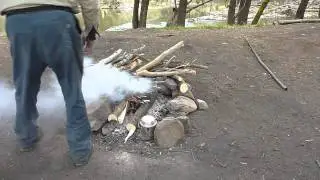 Paraffin soaked 3 ply cardboard candle firestarter.mpg