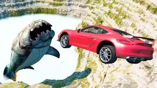 Beamng drive - Open bridge Jumps to Giant  Water Beast