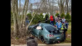Varis GTR R35 wrecks leaving CCSU car show. Original video!!!