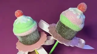 Side Hustle Crafter - DIY Tutorial - Mini Faux Cake Pop Cupcakes Made Out Of Air Dry Foam Clay