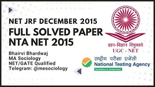 Class 5: Sociology NET Previous Year Question Paper| December 2015 | 75 PYQs Analysis| Hindi/English