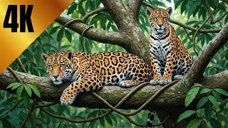 Two jaguars in a lush rainforest, celebrating International Jaguar Day with fun facts | 4K Video 
