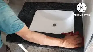 under counter basin fixing in bathroom.