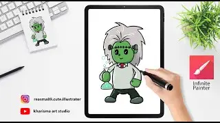 How To Draw A cute cartoon frank 'einstain &bull; Infinite Painter Tutorial