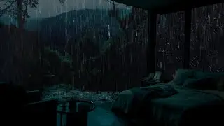 Calming Rain Sounds in a Dark Bedroom (No Ads) 🌧 | Tranquil Garden Ambience for Restful Sleep
